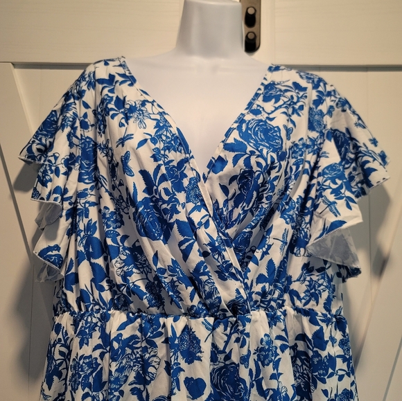 NWT Floral Print Wrap V Neck Dress | Size 2XL - Picture 4 of 6